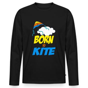 Kite Flying Kite Flying Wind Autumn Gift - Men's Premium Organic Long Sleeve Shirt - black - Front - Nico (187cm)