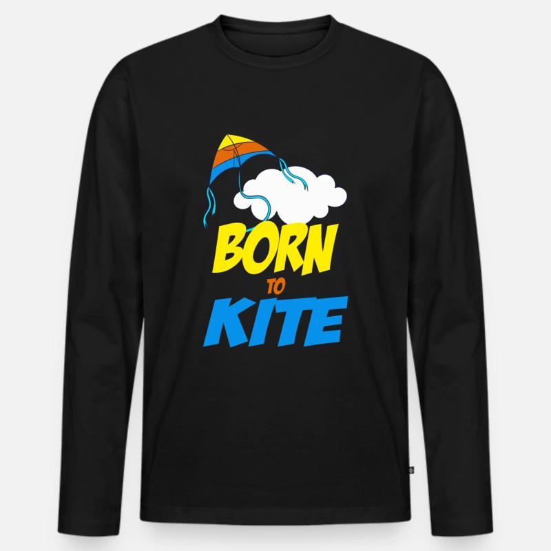 Drachenflieger Drachensteigen Wind Herbst Geschenk - Männer Premium Bio Langarmshirt - Schwarz