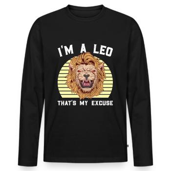 Leo Zodiac Horoscope Gift - Men's Premium Organic Long Sleeve Shirt - black - Front - Nico (187cm)