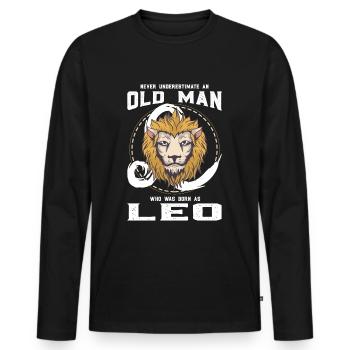 Zodiac Leo Gift Idea - Men's Premium Organic Long Sleeve Shirt - black - Front - Nico (187cm)