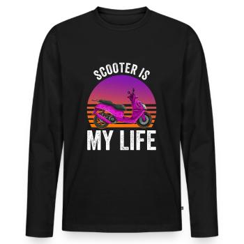 Scooter Scooter Rider Motorcycle - Men's Premium Organic Long Sleeve Shirt - black - Front - Nico (187cm)