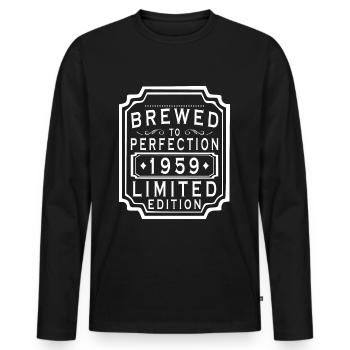 Special Edition 1959 - Geburtstag 1959 - Männer Premium Bio Langarmshirt - Schwarz - Vorne - Nico (187cm)