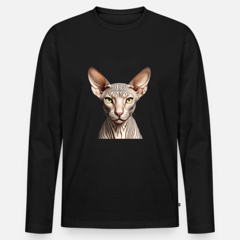 Sphynx-Katze - Männer Premium Bio Langarmshirt - Schwarz