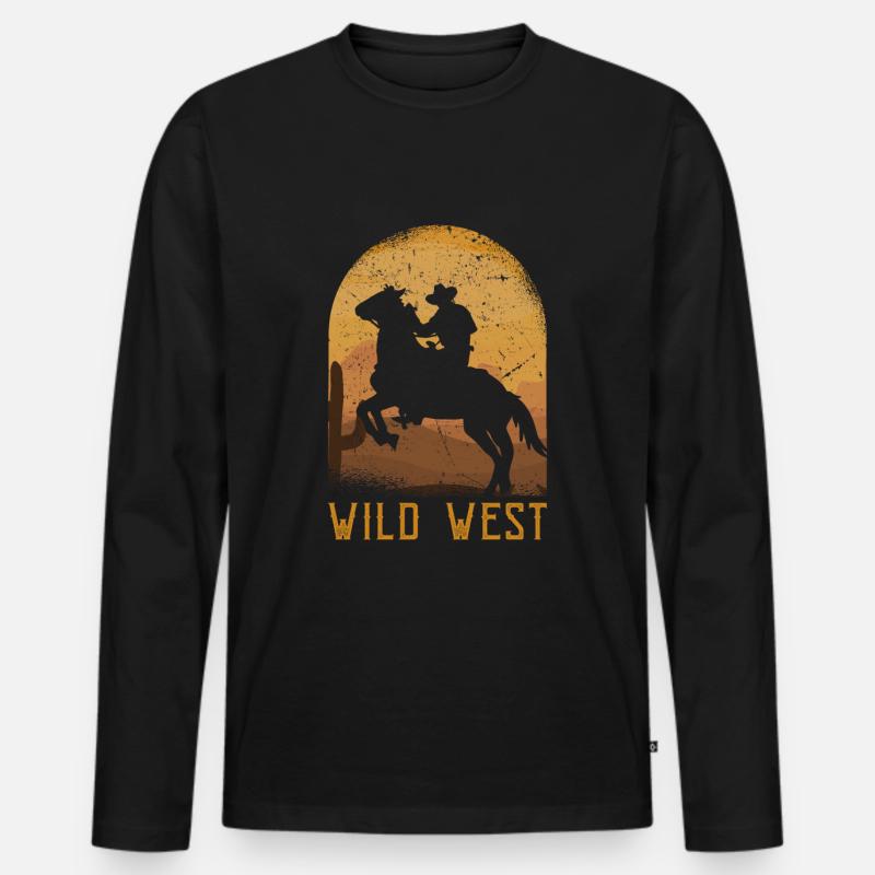 Wild West - Männer Premium Bio Langarmshirt - Schwarz