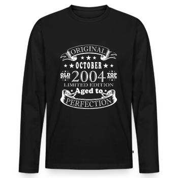 Mann Geburtstagsgeschenk 2004 Oktober 2004 - Männer Premium Bio Langarmshirt - Schwarz - Vorne - Nico (187cm)
