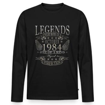 Octobre 1984 Anniversaire en Octobre - Octobre 1984 - T-shirt manches longues Premium bio Homme - noir - Devant - Nico (187cm)