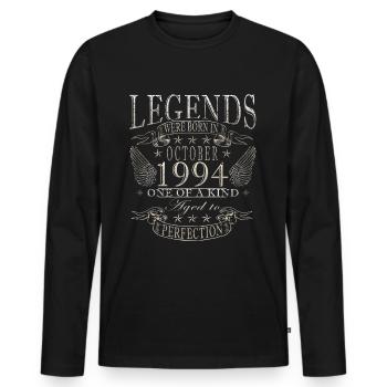 1994 October 1994 birthday October 1994 - Men's Premium Organic Long Sleeve Shirt - black - Front - Nico (187cm)