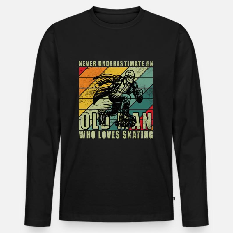 Alter Mann Shirt-Inline Skates - Männer Premium Bio Langarmshirt - Schwarz