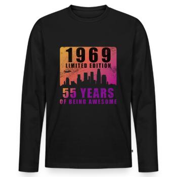 Hergestellt im Jahr 1969 55 Jahre Original - Männer Premium Bio Langarmshirt - Schwarz - Vorne - Nico (187cm)