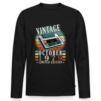 Anniversaire Octobre 1979 Original | Octobre 1979 - T-shirt manches longues Premium bio Homme - noir - Devant - Nico (187cm)