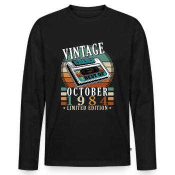 October 1984 Birthday present October 1984 - Men's Premium Organic Long Sleeve Shirt - black - Front - Nico (187cm)
