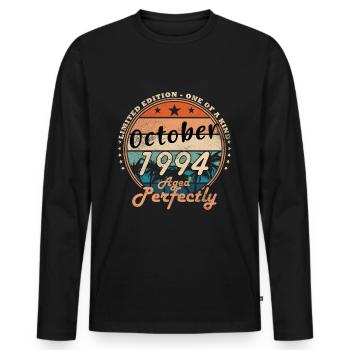 October 1994 Birthday Gift 1994 October - Men's Premium Organic Long Sleeve Shirt - black - Front - Nico (187cm)