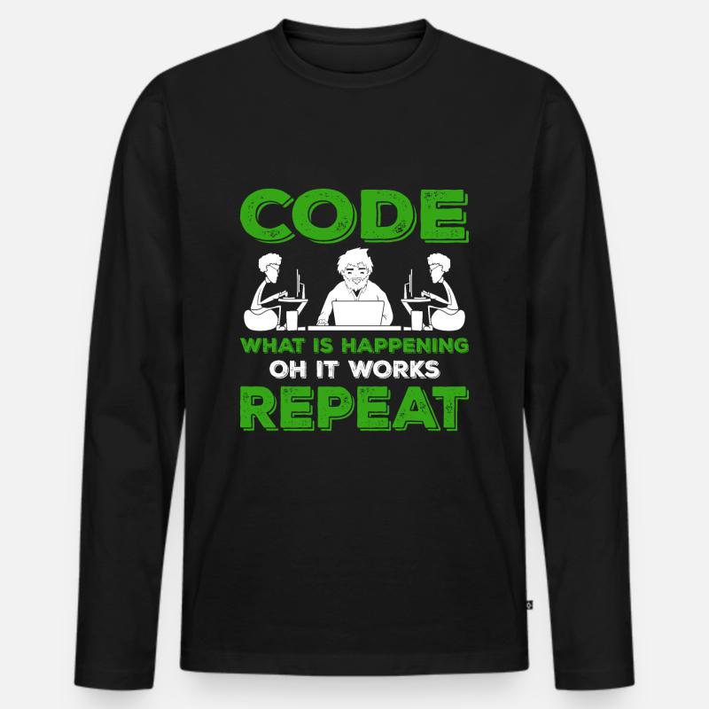 Programmeur Programmation Informatique Cadeau Routine T-shirt manches longues Premium bio Homme