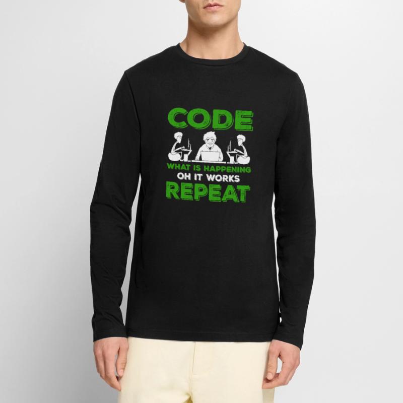 Programmeur Programmation Informatique Cadeau Routine T-shirt manches longues Premium bio Homme