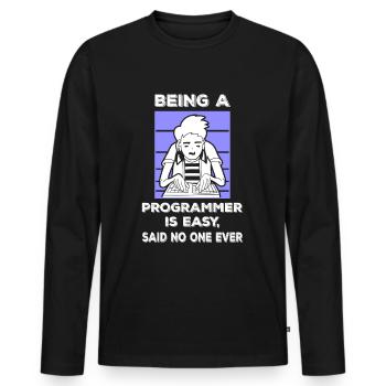 Programmierer Informatiker Freundin Geschenk Nerd - Männer Premium Bio Langarmshirt - Schwarz - Vorne - Nico (187cm)