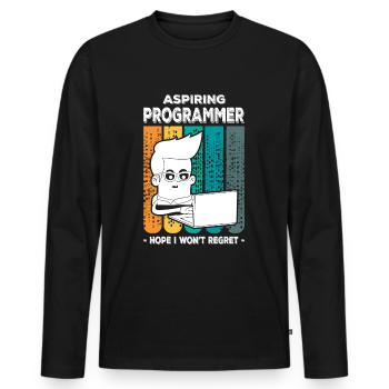 Programmer - Men's Premium Organic Long Sleeve Shirt - black - Front - Nico (187cm)