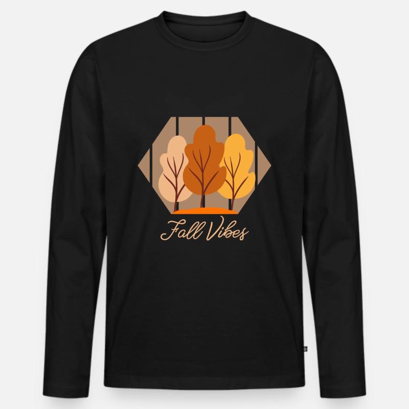 Herbst - Männer Premium Bio Langarmshirt - Schwarz