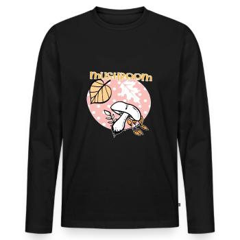 Mushrooms Autumn Foliage Cottage Core - Men's Premium Organic Long Sleeve Shirt - black - Front - Nico (187cm)