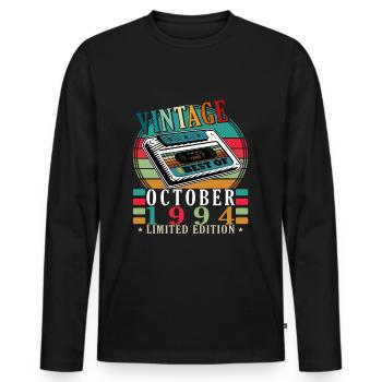 1994 October 1994 birthday October 1994 - Men's Premium Organic Long Sleeve Shirt - black - Front - Nico (187cm)