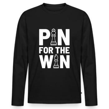 PIN for the WIN - Chess, Chess Piece Gift Idea - Men's Premium Organic Long Sleeve Shirt - black - Front - Nico (187cm)