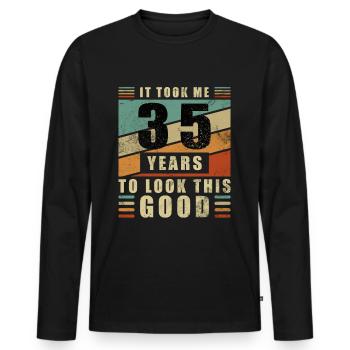 35. Geburtstag lustige Geschenke Männer 35 Jahre - Männer Premium Bio Langarmshirt - Schwarz - Vorne - Nico (187cm)