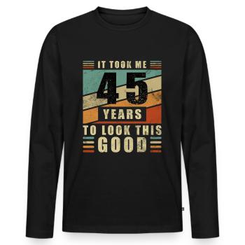 45e anniversaire 45 ans - T-shirt manches longues Premium bio Homme - noir - Devant - Nico (187cm)