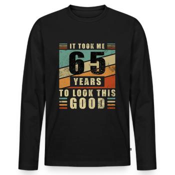 65th Birthday 65th Anniversary 65th Anniversary 65th Anniversary - Men's Premium Organic Long Sleeve Shirt - black - Front - Nico (187cm)