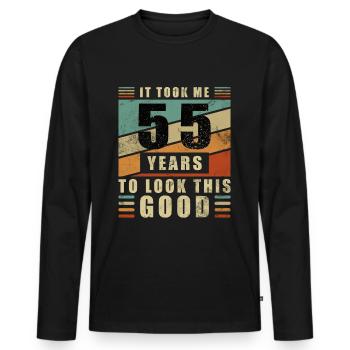 55. Geburtstag 55 Jahre 55 Jahrestag 55. Jubiläum - Männer Premium Bio Langarmshirt - Schwarz - Vorne - Nico (187cm)