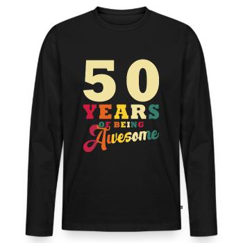 50 Years Of Being Awesome - Men's Premium Organic Long Sleeve Shirt - black - Front - Nico (187cm)