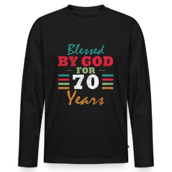 70 ans à dire félicitations, anniversaire - T-shirt manches longues Premium bio Homme - noir - Devant - Nico (187cm)