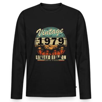 1979 Anniversary Gift Vintage 1979 Vintage 1979 - Men's Premium Organic Long Sleeve Shirt - black - Front - Nico (187cm)