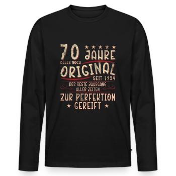 70 Geburtstag 70 Jahre Siebzig Geburtstag 1954 - Männer Premium Bio Langarmshirt - Schwarz - Vorne - Nico (187cm)