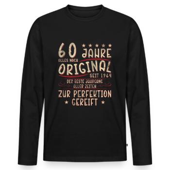 60e anniversaire - T-shirt manches longues Premium bio Homme - noir - Devant - Nico (187cm)