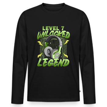 Birthday Gamer Level 7 Years Unlocked - Men's Premium Organic Long Sleeve Shirt - black - Front - Nico (187cm)