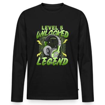 Birthday Gamer Level 5 Unlocked 5 Birthday - Men's Premium Organic Long Sleeve Shirt - black - Front - Nico (187cm)