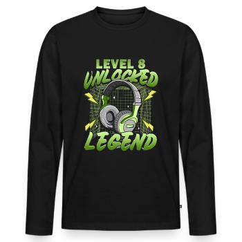Anniversaire Gamer Niveau 8 Débloqué 8 Anniversaire - T-shirt manches longues Premium bio Homme - noir - Devant - Nico (187cm)