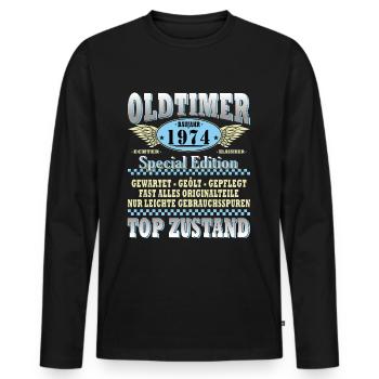 Millésime 1974 Cru 1974 Anniversaire 1974 - T-shirt manches longues Premium bio Homme - noir - Devant - Nico (187cm)