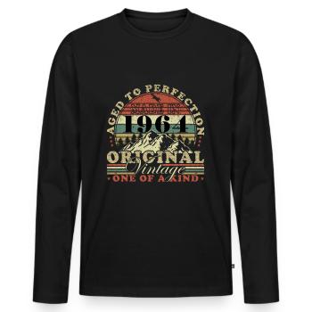 Made in 1964 Vintage Retro 60 Years - Men's Premium Organic Long Sleeve Shirt - black - Front - Nico (187cm)