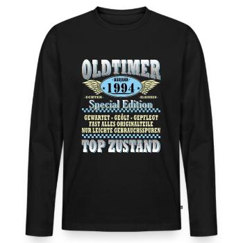 30. Geburtstag Oldtimer 1994 - Männer Premium Bio Langarmshirt - Schwarz - Vorne - Nico (187cm)