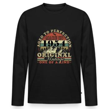 1954 Birthday Made in 1954 - Men's Premium Organic Long Sleeve Shirt - black - Front - Nico (187cm)