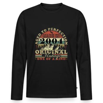 Fabriqué en 2004 Vintage Rétro Édition Limitée - T-shirt manches longues Premium bio Homme - noir - Devant - Nico (187cm)