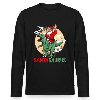 Dinosaure Trex T-Rex Noël Noël - T-shirt manches longues Premium bio Homme - noir - Devant - Nico (187cm)