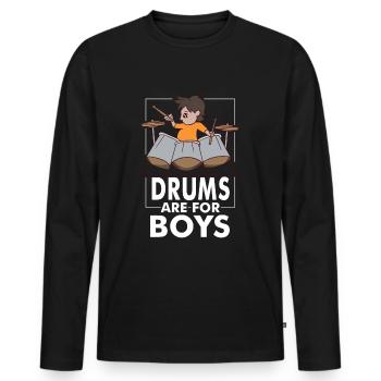 Schlagzeug Drums Tambour de batterie - T-shirt manches longues Premium bio Homme - noir - Devant - Nico (187cm)