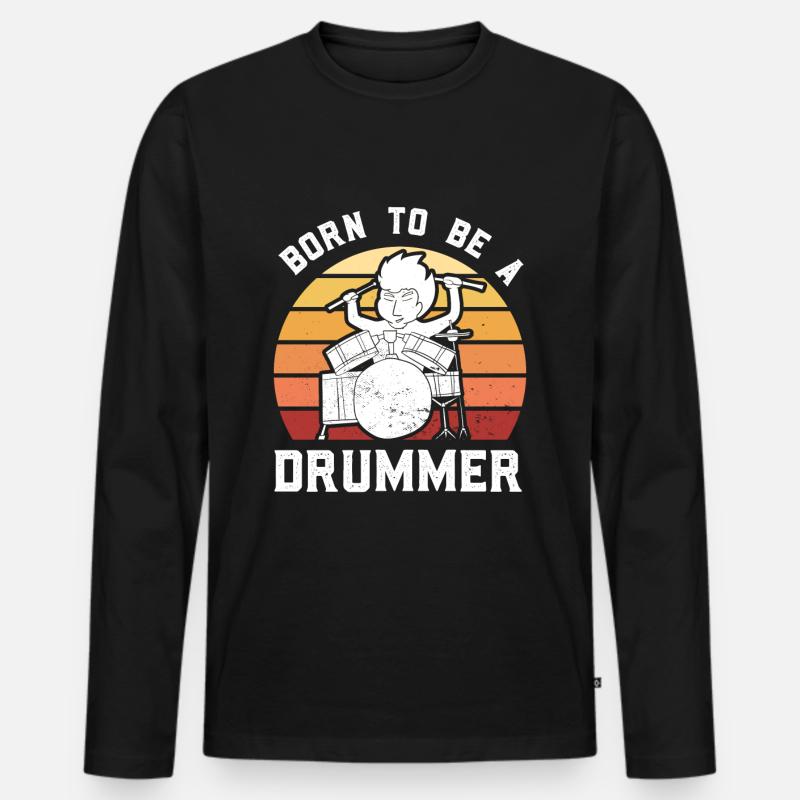 Drummer Playing Drums - Men's Premium Organic Long Sleeve Shirt - black
