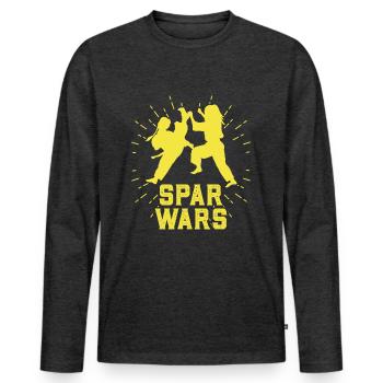 Partenaire d’entraînement de karaté - T-shirt manches longues Premium bio Homme - anthracite chiné - Devant - Nico (187cm)