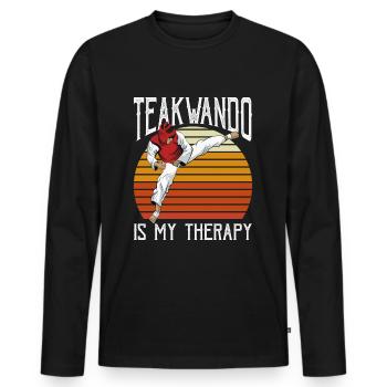 Thérapie Taekwondo - T-shirt manches longues Premium bio Homme - noir - Devant - Nico (187cm)