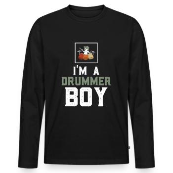 Schlagzeuger Geschenk Schlagzeug Spieler Drummer - Männer Premium Bio Langarmshirt - Schwarz - Vorne - Nico (187cm)