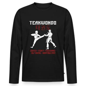 Taekwondo Martial Arts Saying Funny - Men's Premium Organic Long Sleeve Shirt - black - Front - Nico (187cm)