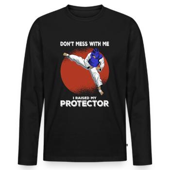 Dicton de combattant MMA - Arts martiaux mixtes - T-shirt manches longues Premium bio Homme - noir - Devant - Nico (187cm)