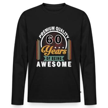 Cadeau 60e anniversaire 60 ans Dire - T-shirt manches longues Premium bio Homme - noir - Devant - Nico (187cm)